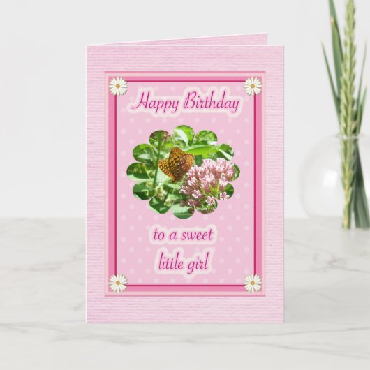 バタフライ誕生日特殊小さな女の子カード カード (正面)