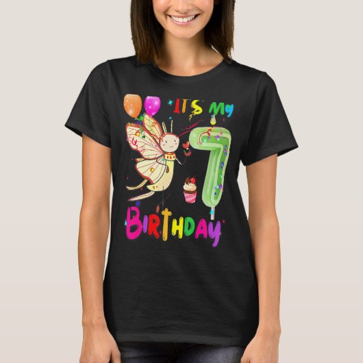バタフライ誕生日私の7誕生日バタフライ Tシャツ (正面)