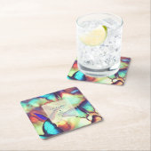 バタフライ誕生日紙コースター スクエアペーパーコースター (インサイチュ)