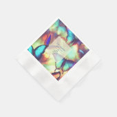 バタフライ誕生日紙ナプキン 縁ありカクテルナプキン (角)