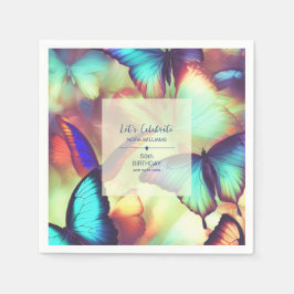 バタフライ誕生日紙 スタンダードカクテルナプキン