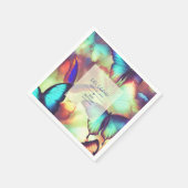 バタフライ誕生日紙 スタンダードカクテルナプキン (角)