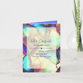 バタフライ誕生日追加フォト折り畳み招待状 招待状