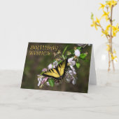 バタフライ誕生日1 カード (黄色い花)