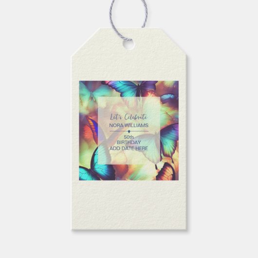 バタフライ誕生日 ギフトタグ (正面)