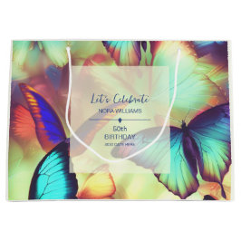 バタフライ誕生日 ラージペーパーバッグ