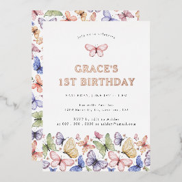 バタフライ誕生日 箔招待状