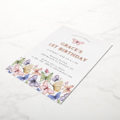 バタフライ誕生日 箔招待状 (回転した状態)