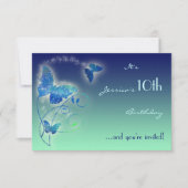 バタフライ誕生日RSVPカード 出欠カード (正面)