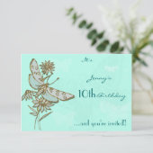 バタフライ誕生日RSVPカード 招待状 (スタンド正面)