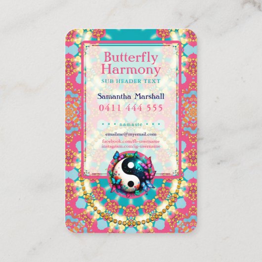 バタフライ調和ヨガホリスティックウェルネス 名刺 (裏面)