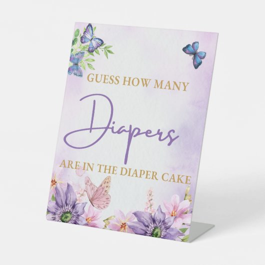 バタフライ赤ちゃんシャワーゲーム台座看板 台座サイン (正面)