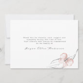 バタフライ赤面ピンクの葬儀サンキューカード サンキューカード (正面)