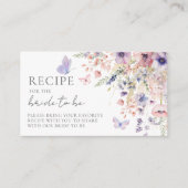 バタフライ赤面ピンクパープルワイルドフラワーレシピ エンクロージャーカード (正面)