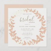 バタフライ金ゴールドピーチエレガントフォーマルブライダルシャワー 招待状 (正面/裏面)