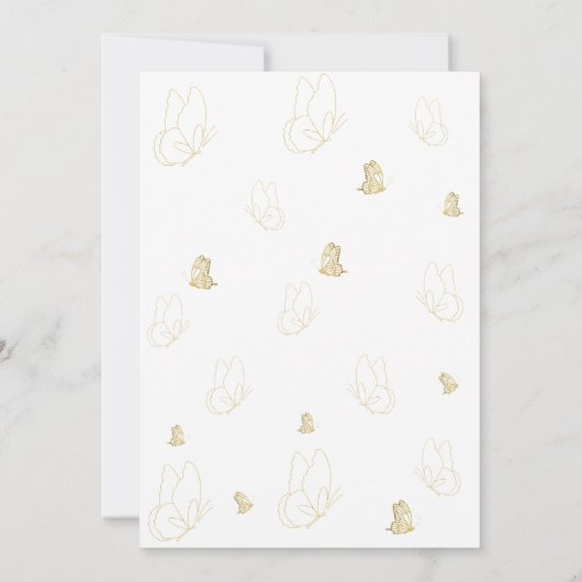 バタフライ金ゴールドベビーガールシャワー 招待状 (裏面)