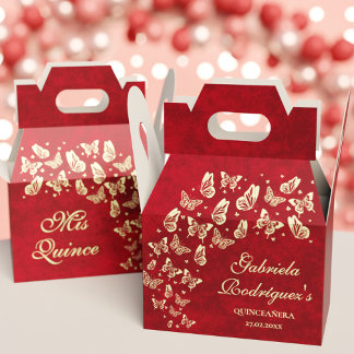 バタフライ金ゴールドレッドキンセアニラ15thバースデーパーティー フェイバーボックス