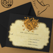 バタフライ金属金ゴールドハート金ゴールドフェイク羊皮紙 出欠カード