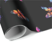 バタフライ銀河系ブラック ラッピングペーパー (ロールコーナー)