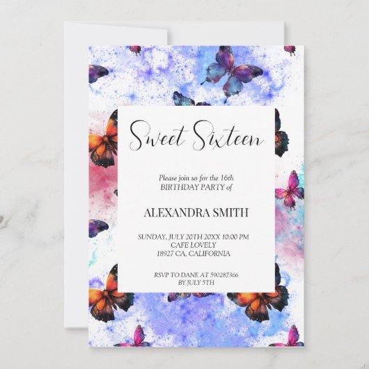 バタフライ銀河系sweet sixteen 招待状 (正面)