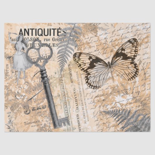 バタフライ鍵デクページティッシュペーパー 薄葉紙 (正面)