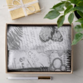 バタフライ鍵白黒デクページティッシュペーパー 薄葉紙 (ギフト)