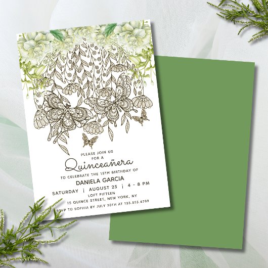 バタフライ開花ウォーターカラーバラキンセアニラ 招待状