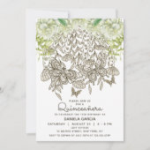 バタフライ開花ウォーターカラーバラキンセアニラ 招待状 (正面)