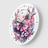 バタフライ開花 ラージ壁時計 (傾斜)