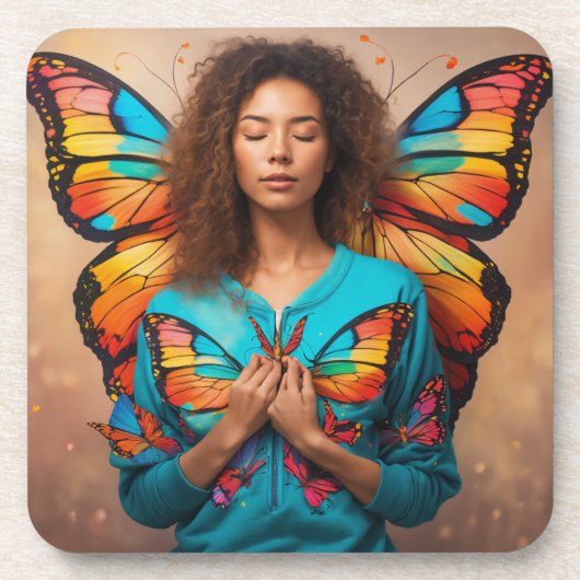 "バタフライ静かガール懸命プラスチックコースター" コースター (正面)