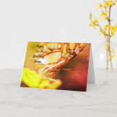 バタフライ顔自然アーパーソナライズされた誕生日 カード (黄色い花)