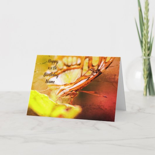 バタフライ顔自然アーパーソナライズされた誕生日 カード (正面)