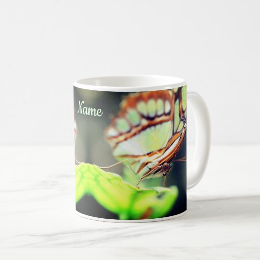 バタフライ顔自然 パーソナライズされた コーヒーマグカップ (正面右)