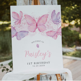 バタフライ1stバースデーウェルカムサインフォームボード