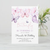 バタフライ1st誕生日招待状ガール 招待状 (スタンド正面)