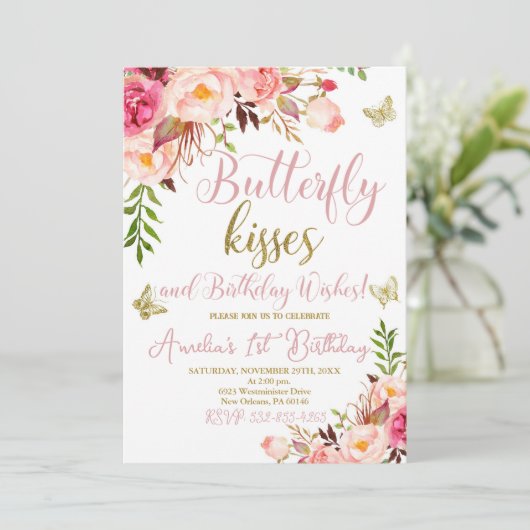バタフライ1st誕生日、ガールズファースト誕生日 招待状 (スタンド正面)