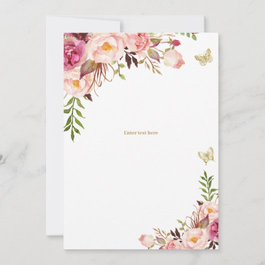 バタフライ1st誕生日、ガールズファースト誕生日 招待状 (裏面)