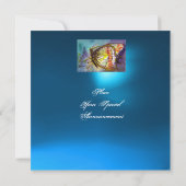 バタフライ2 青いサファイア 明るいピンク、赤、黄色 招待状 (裏面)