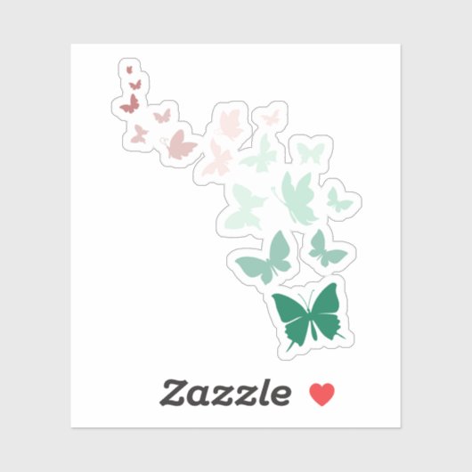 バタフライ3" x 3" カスタムカットビニール シール (シート)