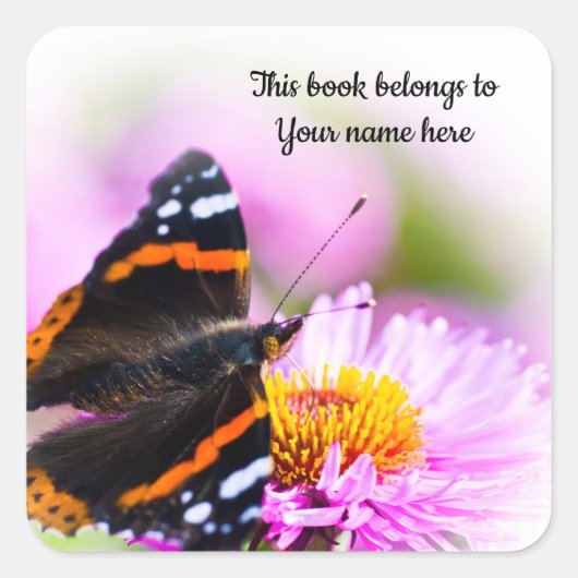 バタフライ「この本は持っている」ステッカー スクエアシール (正面)