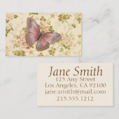 バタフライ&つる植物パーソナライズされたシャビーシックカード コーリングカード (正面/裏面)
