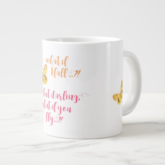 バタフライ – もし何秋? – マ感動的グ ジャンボコーヒーマグカップ (正面右)