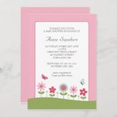 バタフライ・アンド・フラワーズ ベビーシャワー 招待状 (正面/裏面)