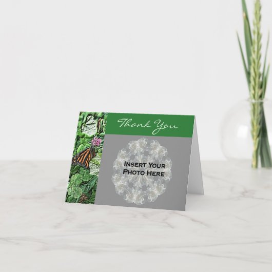 バタフライ アート パーソナライズド フォト サンキューカード (正面)