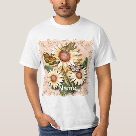 バタフライ イエロー デイジー Tシャツ (正面)