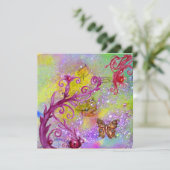 バタフライ イン パープル スパークル エレガント ウェディング パーティー 招待状 (スタンド正面)