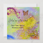 バタフライ イン パープル スパークル エレガント ウェディング パーティー 招待状 (裏面)