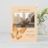 バタフライ・ウォーターカラー・ウェディングフォト・セーブ・ザ・デート 招待状 (スタンド正面)