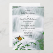 バタフライ & ウォーターフォール ウェディング招待状 招待状 (正面/裏面)