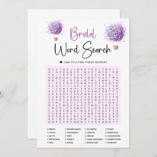 バタフライ エアバルーン ワードサーチ ゲーム カード (正面/裏面)